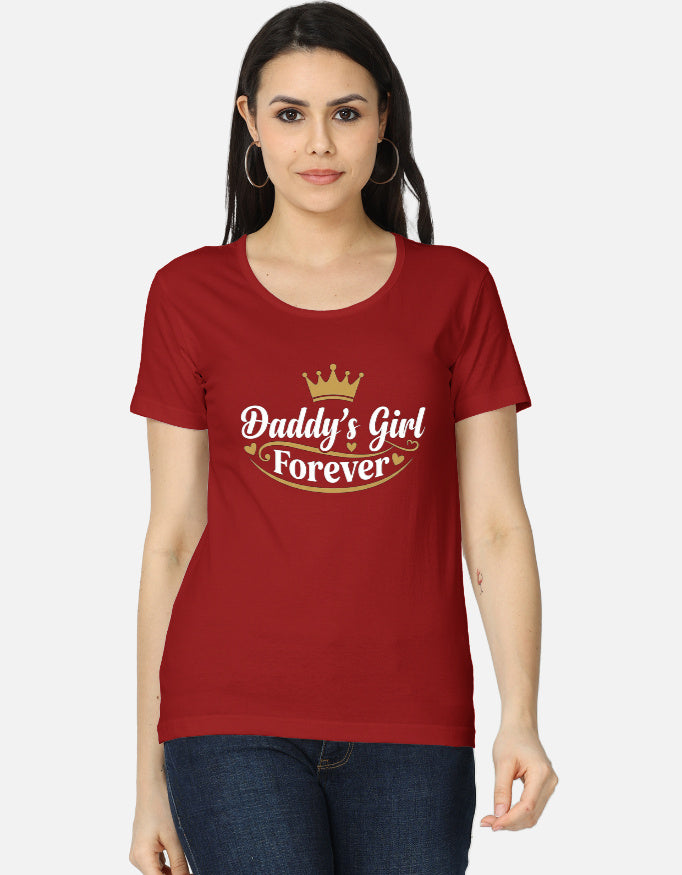 Daddy's Girl Forever women's red graphic tee — front view