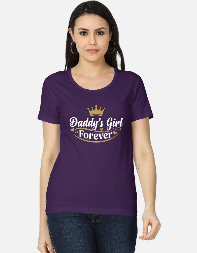 Daddy's Girl Forever women's purple graphic tee — front view