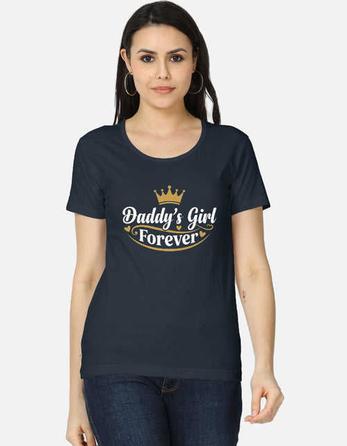 Daddy's Girl Forever women's navy blue graphic tee — front view