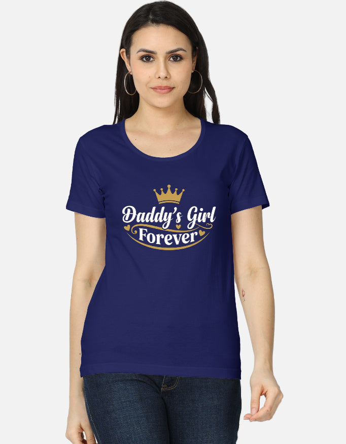 Daddy's Girl Forever women's royal blue graphic tee — front view